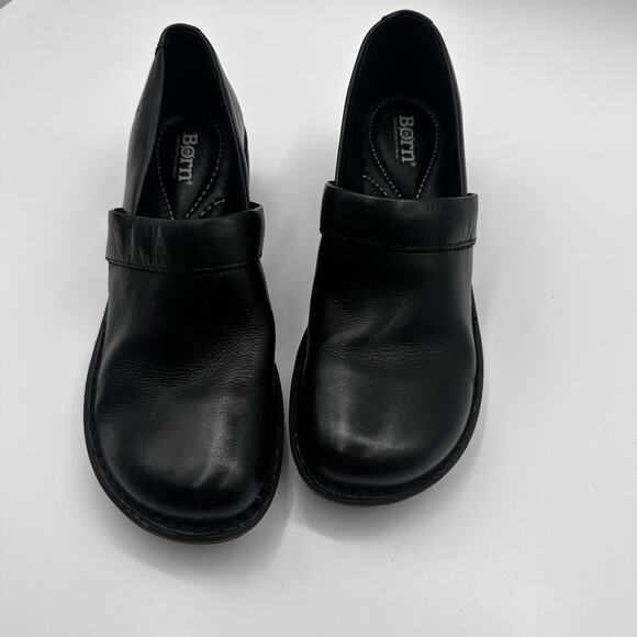 Born Toby Duo Slip On Clogs Black Leather Comfort Women’s 9 M - Picture 1 of 8